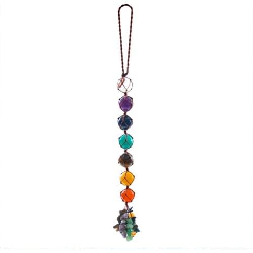 1 Pc Crystal Ball 7 Chakra Natural Rough Stone Car Pendant Bedroom Wall Hanging Pendant Ar Dorm Room Home Decoration Ornaments