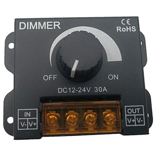 100pcs 30A LED Dimmer DC 12V 24V 360W Adjustable Brightness Lamp Bulb Strip Driver Single Color Light Power Supply 5050 3528