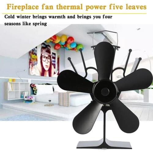 5 Blades Thermal Power Fireplace Fan Heat Powered Wood Stove Fan For Wood/Log Burner Heat Distribution Part Accessory