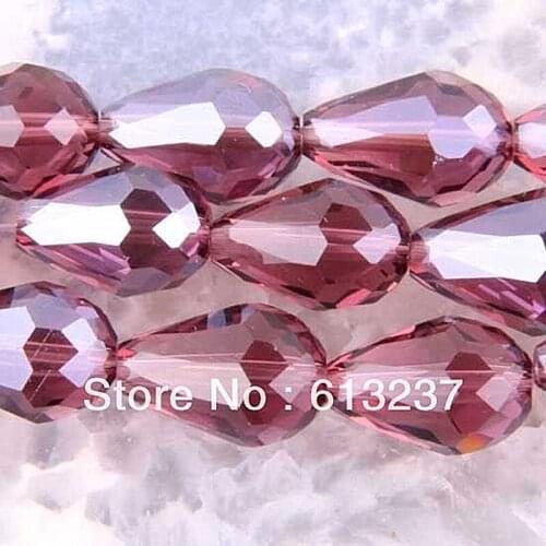 Hot sale AB purple crystal glass new teardrop gems 8x12mm charms loose beads jewelry making 15 inch MY5334