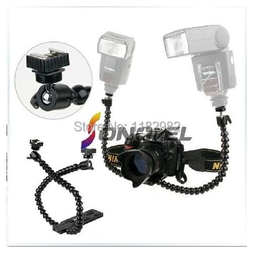 Photo Studio Accessories Flexible Dual Arm Dual-shoe Flash Bracket For Macro Shot DSLR Ca@on Ni@on Fujifilm