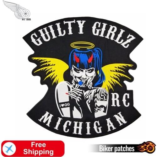 Guilty Girlz Rc Devils Large Size Embroidery Applique Garment Jersey Biker Rider Accessories Iron on Patch for Clothing Stickers