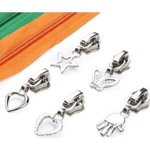 10PCS Silver Zipper Pull Head Automatic Lock 5# Universal Metal Zip Slider For Sewing Clothes Accessories Tailor Coat Decoration