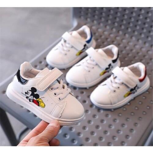DisneyChildren aged male girl white shoe cartoon 1-5 sneakers baby shoes in the spring and autumn toddlers' shoes