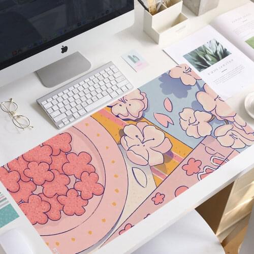 Large Anime Pink Mousepad Gamer Cute Kawaii XXL Gaming Mouse Pad Rubber Otaku Locking Edge Big Fashion Laptop Notebook Desk Mat
