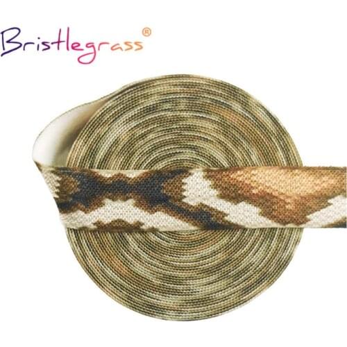 BRISTLEGRASS 2 5 10 Yard 5/8" 15mm Brown Snake Skin Print Foldover Elastic FOE Spandex Satin Band Tape Hair Tie Tutu Sewing Trim