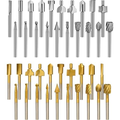 Router Engraving Drill Bits Grinder Grinding Cutting Burr 1/8" Shank Router Bits for Woodworking Carving Power Rotary Tool DIY