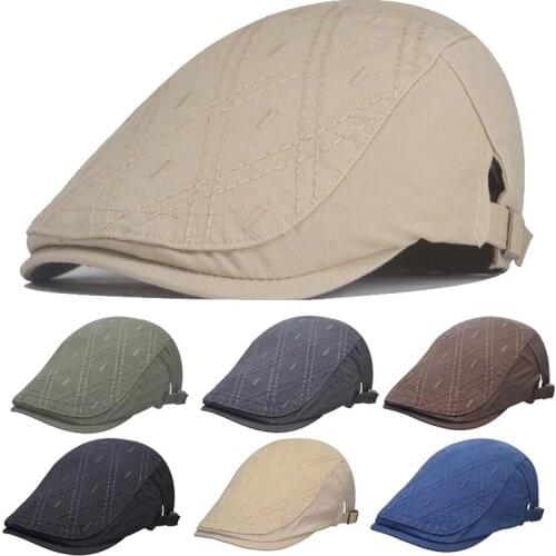 Cotton Middle-aged Mens Duck Tongue Hat Breathable Embroidery Sun Hat Sunscreen Sun Hat Man Beret Flat Cap Male Hat