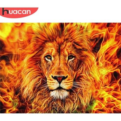 HUACAN 5D DIY Diamond Painting Kit Full Drill Lion Diamond Embroidery Cross Stitch Animal Picture Of Rhinestone Home Decoration