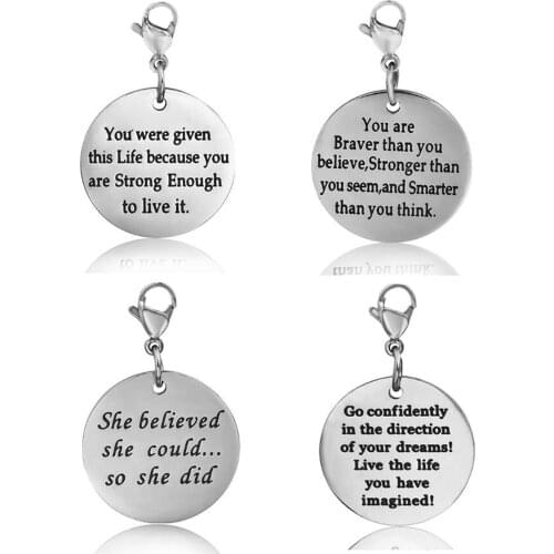 Stainless Steel Round Key Holder Dag Tag Key chain Jewelry Pendant Keyring Gifts