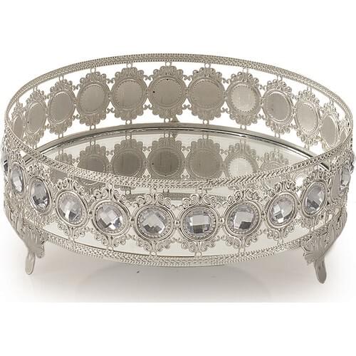 Dream World Round Model Stone Tray 20 cm Silver Color