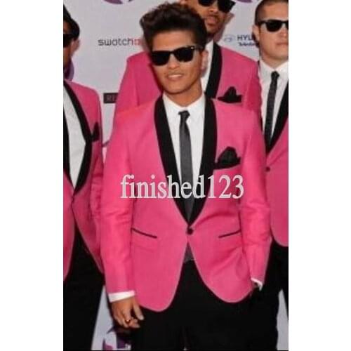 Best- Custom Design One Button Hot Pink Groom Tuxedos Shawl Lapel Best Man Groomsman Men Wedding Suits (Jacket+Pants+Tie) OK:271