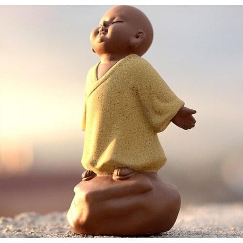 LUWU purple clay teapets handmade monk tea play chinese tea set decoration