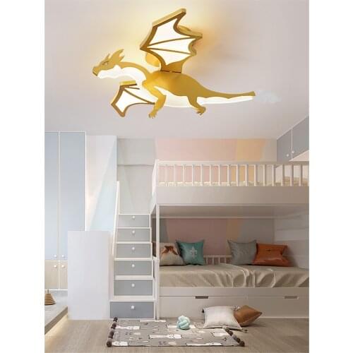 Cartoon Fire-breathing Dragon Ceiling Light LED Childrens Bedroom Lighting Boy Room Modern Art Decor Kindergarten Ceiling Lamp