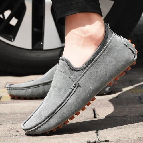 Men Loafers Fashion Men Shoes Casual Leather Slip on Shoes Male Flats Man Handmade Driving Shoe Soft Sock Boat Shoes Big Size 49