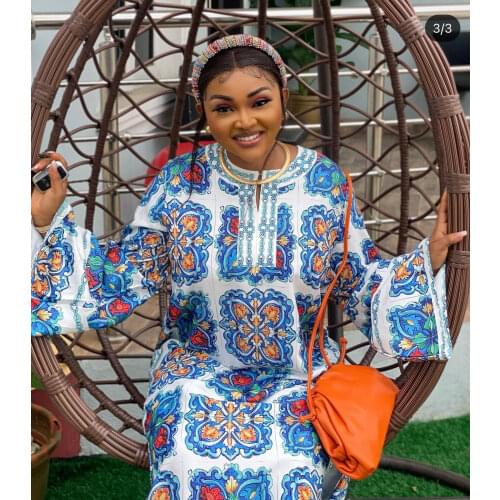 New African Oversize Long Sleeve Dashiki Dress For Lady(DBF88#)