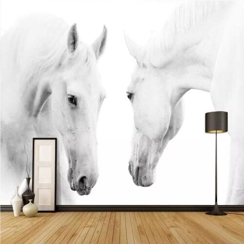 Wallpapers YOUMAN Custom 3d Wall Murals Black And White Wallpaper Modern Art Animal Wallpaper Kids Room Horse Mural Room Decor