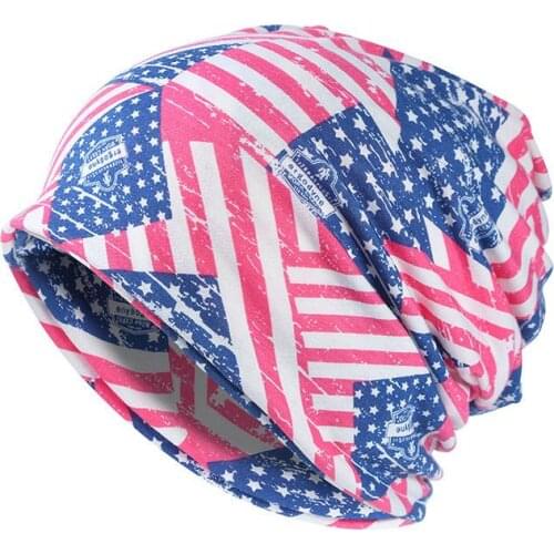 2021 Cotton Autumn winter Skullies cap beanie hat geometric print turban Hat scarf dual use for Men and Women 75