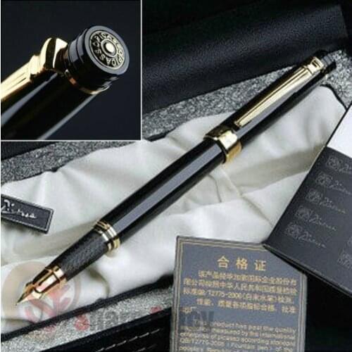 PICASSO 917 FOUNTAIN PEN GLOSS BLACK AND GOLDEN MEDIUM NIB NEW