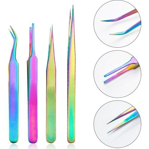 Tweezer Nail Tweezers Straight Curved Chameleon Nail Nipper Picker Rhinestone Eyelash Eyebrow Makeup Precision Forceps