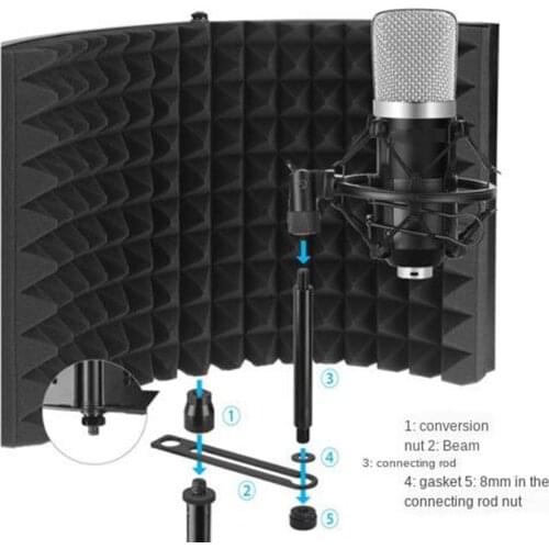 Professional Studio Recording Microphone Isolation Shield High Density Absorbent Foam is used to Filter Vocal