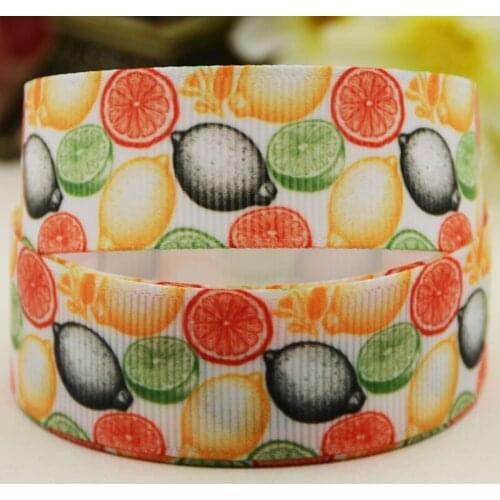 22mm 25mm 38mm 75mm Fruit Cartoon pattern printed Grosgrain Ribbon party decoration 10 Yards X-04198