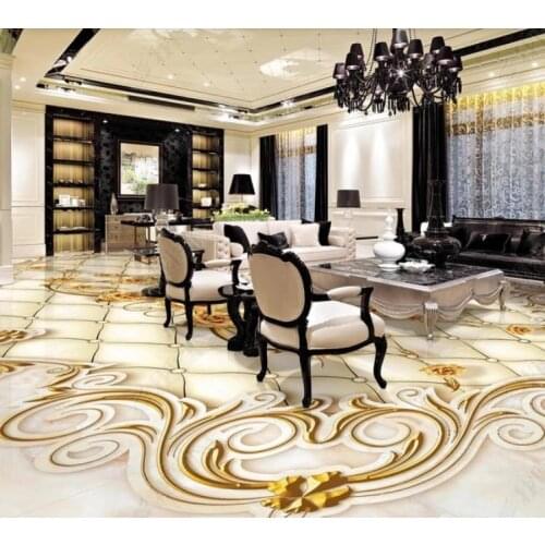 Self-adhesive Floor Mural 3D Luxury Golden Rose Marble Soft Case Bathroom Living room Bedroom Non-slip Waterproof Flooring