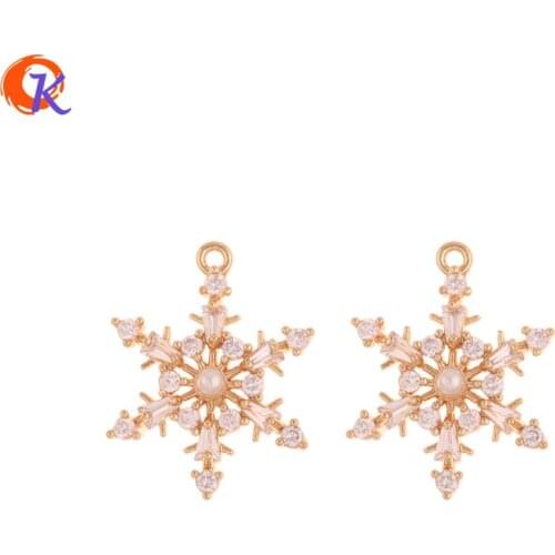 Cordial Design 10Pcs 16*20MM Jewelry Accessories/CZ Charms/DIY/Genuine Gold Plating/Snowflake Shape/Hand Made/Earrings Findings