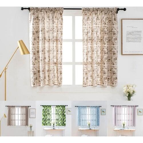 Print Sheer Curtains Decoration Modern Live Room Kitchen Curtain Voile Tulle Embroidered Window Short Curtains