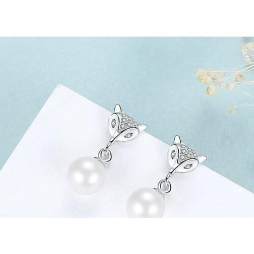Party Gift DIY Fox Earrings Mountings Accessories Findings Jewelry Settings Parts for Pearls Beads Stones Agate Coral Crystal