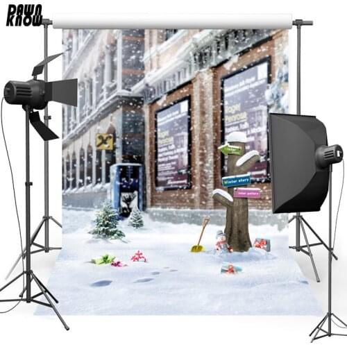 DAWNKNOW Snowy Day Vinyl Photography Background For Baby Snowfield Photo Shoot Backdrop For Christmas Pine Photo Studio L874