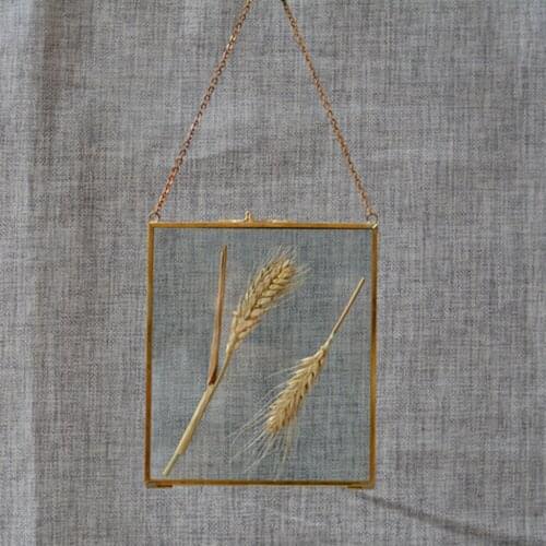 Gift Antique Brass Hanging Picture Clear Glass Photo Frame Metal Portrait Vintage Free Stand Hanging Picture Frames Home Decor