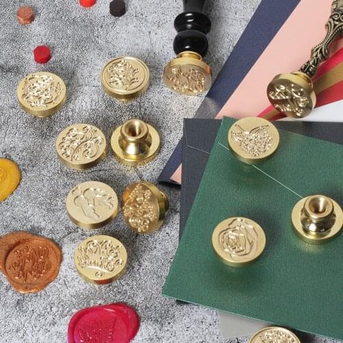 Vintage Wax Seal Stamp Head Flowers Plant Sculpture Stamp Replace Copper Head Retro DIY Sealing Wax Kits Greeting Card Decor