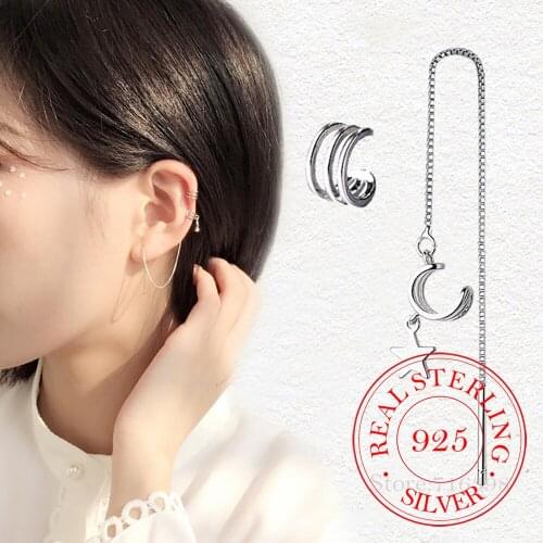 Womens Fashion 925 Solid Sterling Silver Star Earring Asymmetrical Drop Earrings For Young Girls Teen Gift Brincos
