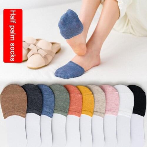 Ladies Summer Socks Forefoot Socks Female Half Foot Color Half Toe Socks Breathable Socks Cover Heels Invisible E7P0
