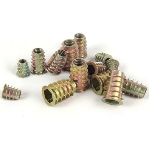 10/20/30/50Pcs M4 M5 M6 M8 M10 Zinc Alloy Thread For Wood Insert Nut Flanged Hex Drive Head Furniture Nuts