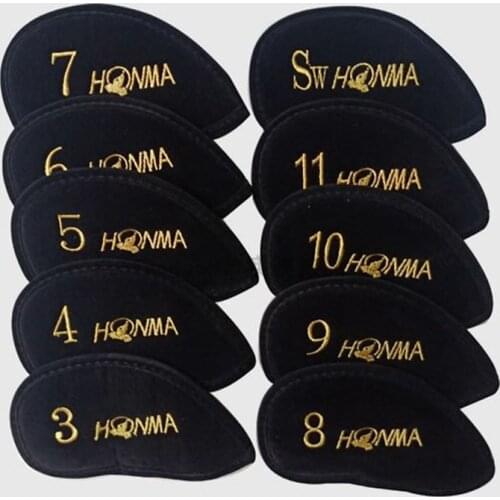 10pcs/set Honma iron club headcover set upscale flannelette Single-sided embroidery golf rods cover 3 4-11 AW SW Free shipping