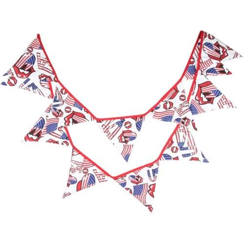 2 Size 12 Flags Mix-color Two-side America USA Flag National Day Banner Pennant Garland Bunting Business Party Meeting Decor