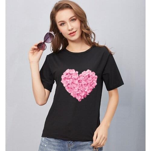 2021 Summer New T-Shirt Fashion WomenS Plus Size WomenS Loose Short-Sleeved Shirt Black White Gray Printing Love T Shirt YY138