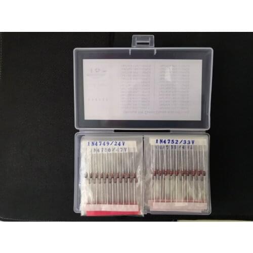 280PCS 1W Zener Didoe kit box 3.3V-47V 28Values*10pcs 1N/IN 4728 4729/3.6v 4730/3.9v 4731/4.3v 4732/4.7v 4733/5.1v 4734/5