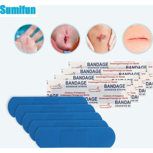 30Pcs Waterproof Blue Medical Band First Aid Bandage Sticker Sterile Hemostatic Patch Wound Treatment Elastic Emergency Bandage
