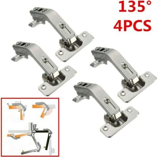 4pcs Corner Fold Cabinet Door 135 Degree Angle Hinges For Electroplating Surface 16-28mm Corner Folded Cabinet Door
