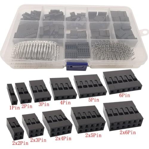 620Pcs/set Black Plastic Housing 2.54mm/0.1Inch Pitch Male Female Socket Pin Header Crimp Terminal Jumper Wire Cable Connector