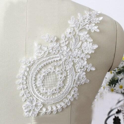 8PCS/lot 28*14cm New design flat embroidery car bone lace wedding dress sequins applique DIY bridal headdress lace A778