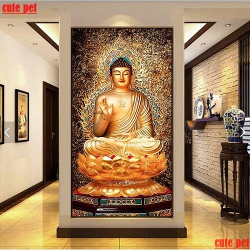 Large DIY Diamond Painting Religious Buddha statue cross stitch Full square round Diamant Embroidery Handcraft mosaic Home Decor