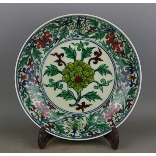 6 AntiqueMingDynasty porcelain plate,color wrapped flowers peony dish ,hand painted crafts,Decoration,Collection&Adornment