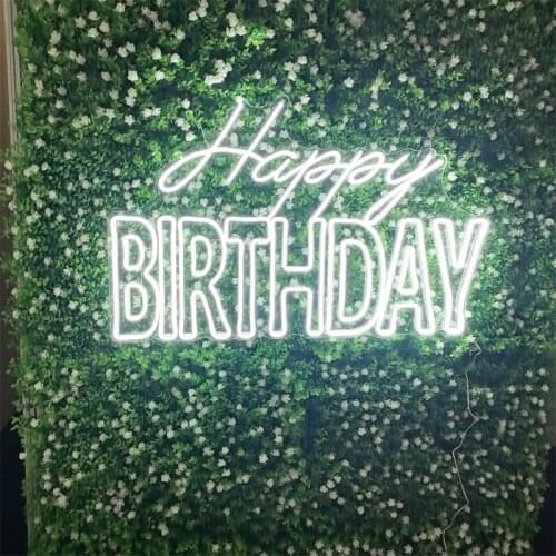 Happy Birthday Banner Led light Custom Neon Sign Name Flexible Art Party Decoration Neon Mural Wall Wedding Acrylic Background