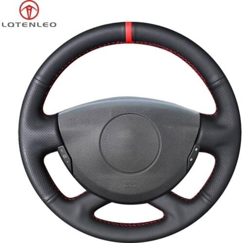LQTENLEO Black Artificial Leather Car Steering Wheel Cover For Renault Laguna 2001-2007 Vel Satis 2001-2005 Espace 2003-2008