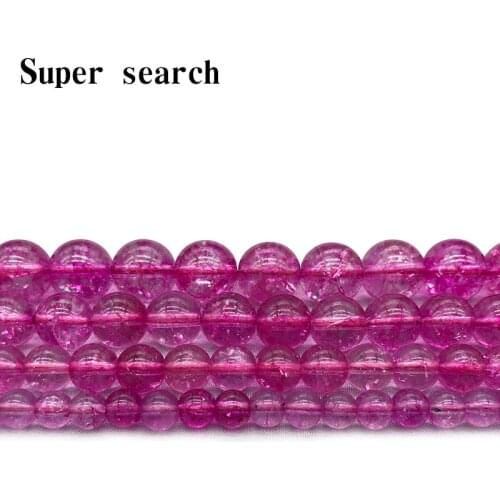 15" Imitation Burst crack Rose Red Round Glass Loose Beads 6 8 10MM Pick Size for Jewelry Making