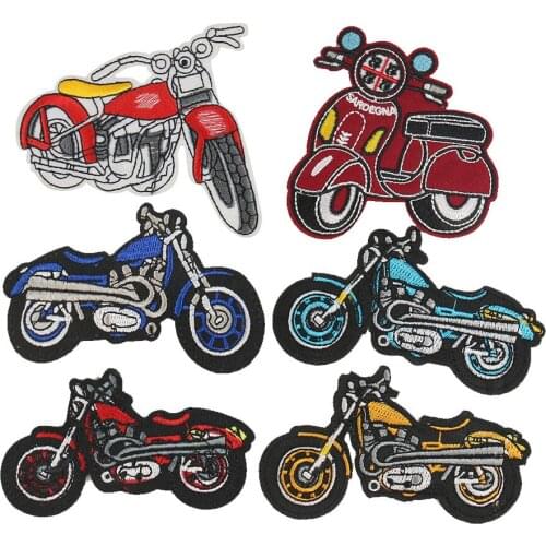 Punk Rock Ride Motorcycle Cool Patch Embroidery Iron on Scooter Sticker DIY Applique Accessories for Jacket Bag Clothing